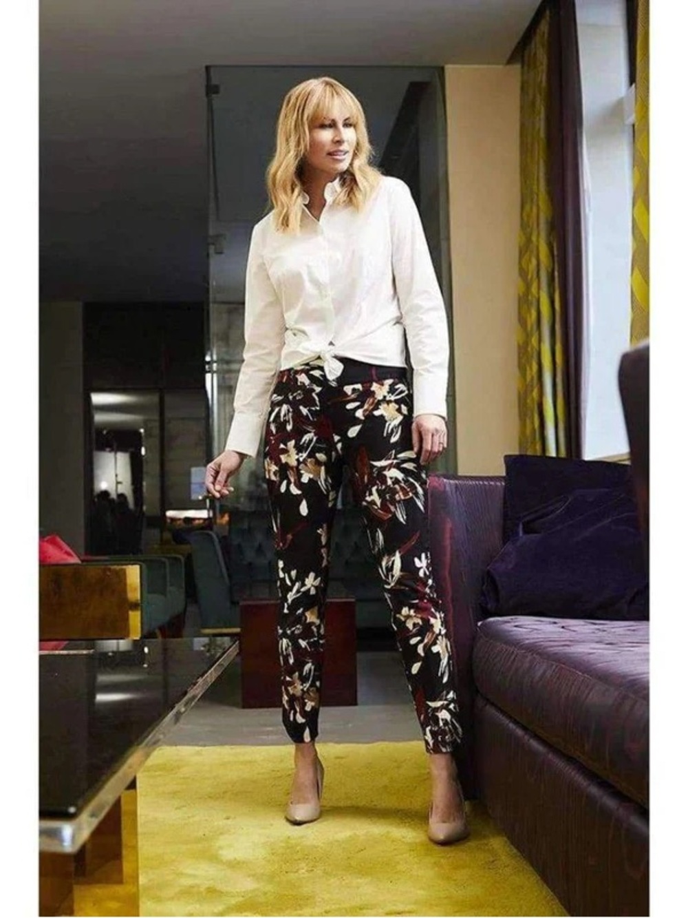 UP! Women's Petal Slit Ankle Pants Flatten and Flatter